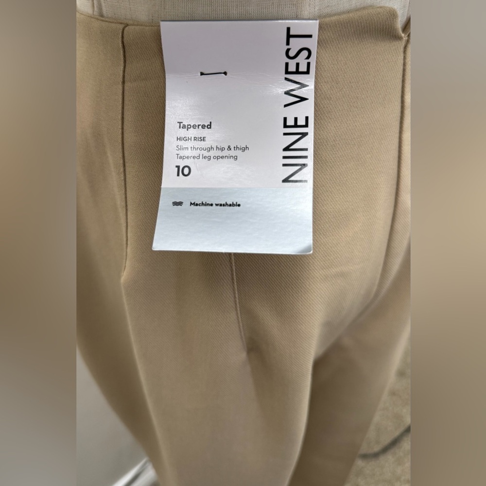 Nine West High Rise Tapered Pants Size 10 Beige NWT Work Office - Picture 7 of 12